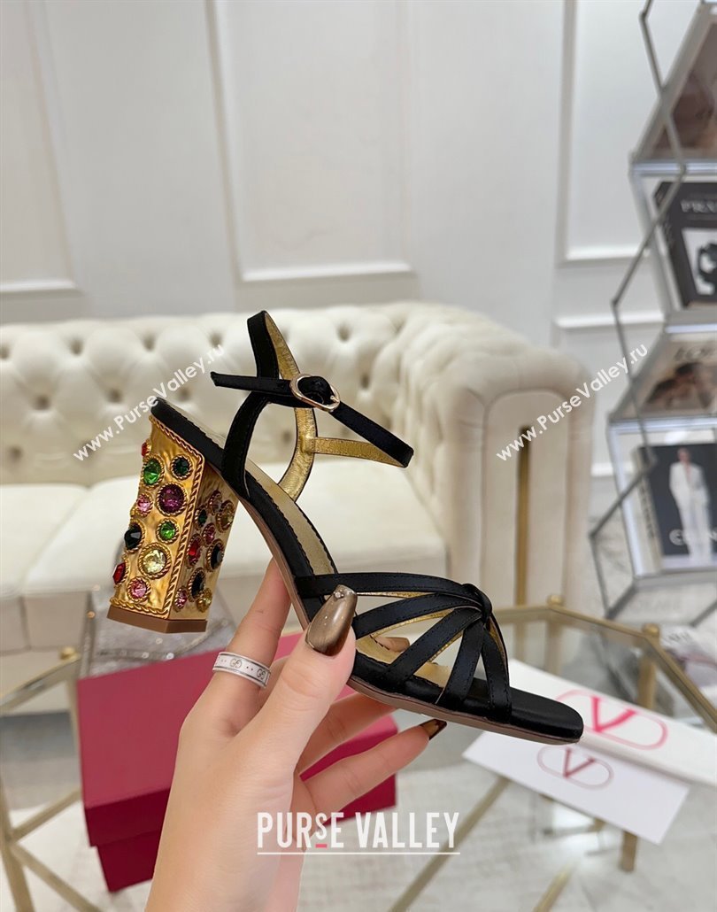 Valentino Preshoes Heel Sandals 9cm in Satin Black 2025 (XL-250428011)