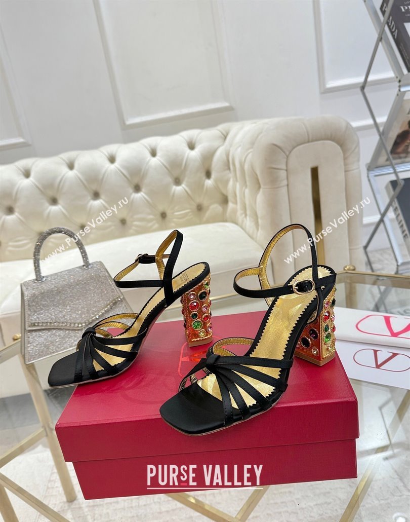 Valentino Preshoes Heel Sandals 9cm in Satin Black 2025 (XL-250428011)