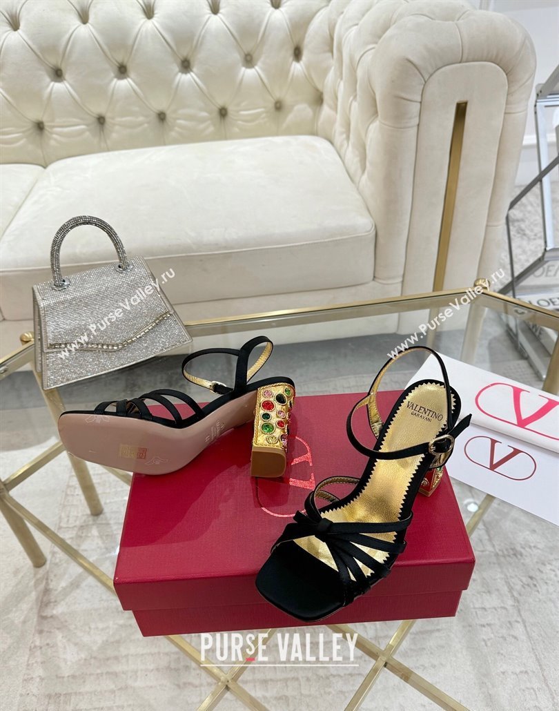 Valentino Preshoes Heel Sandals 9cm in Satin Black 2025 (XL-250428011)