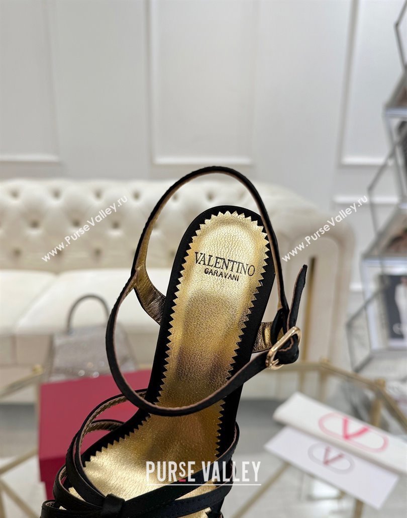 Valentino Preshoes Heel Sandals 9cm in Satin Black 2025 (XL-250428011)