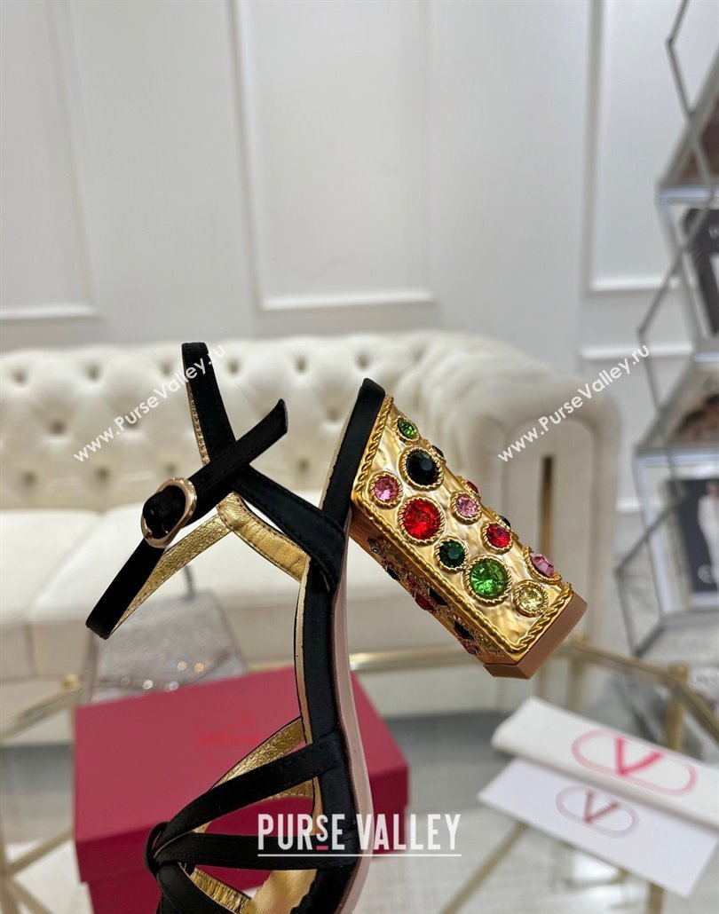 Valentino Preshoes Heel Sandals 9cm in Satin Black 2025 (XL-250428011)