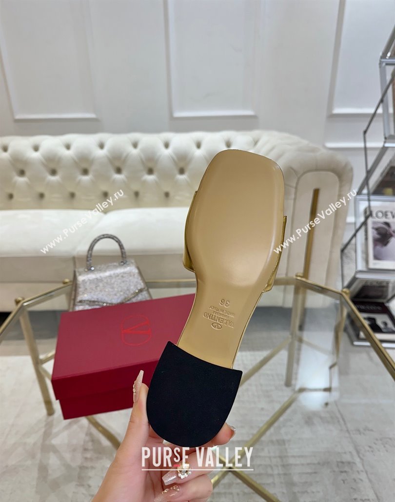 Valentino VLogo Signature Patch Calfskin Heel Slides Sandal 3cm Gold 2025 (MD-250428025)