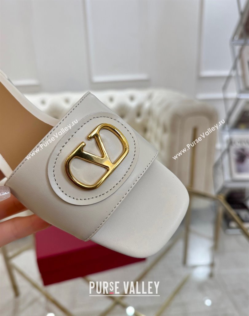 Valentino VLogo Signature Patch Calfskin Heel Slides Sandal 3cm White 2025 (MD-250428026)