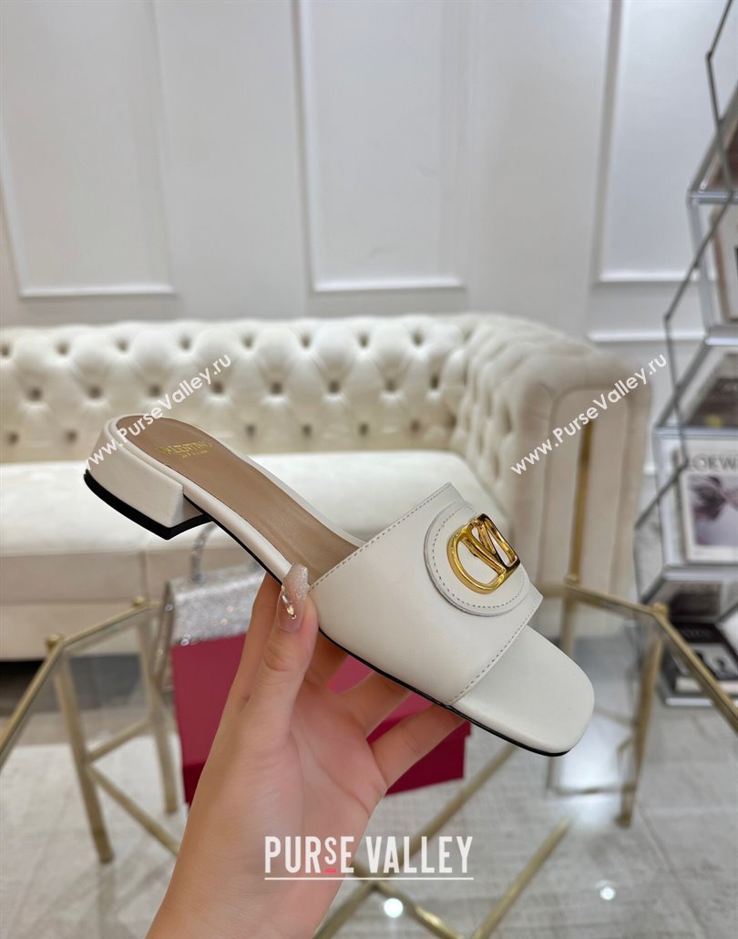 Valentino VLogo Signature Patch Calfskin Heel Slides Sandal 3cm White 2025 (MD-250428026)
