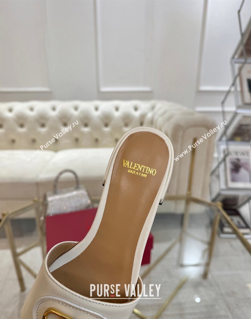 Valentino VLogo Signature Patch Calfskin Heel Slides Sandal 3cm White 2025 (MD-250428026)
