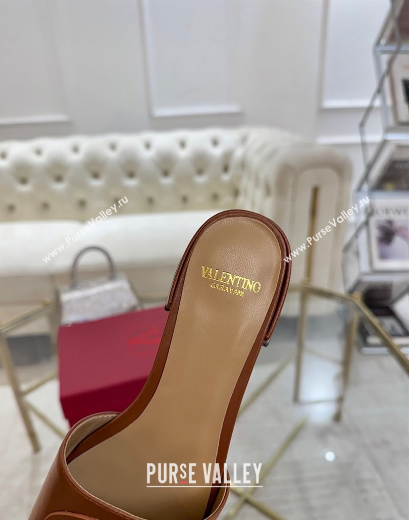 Valentino VLogo Signature Patch Calfskin Heel Slides Sandal 3cm Brown 2025 (MD-250428028)