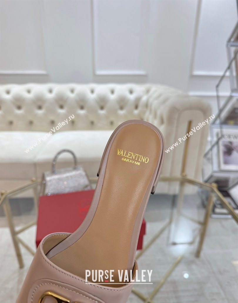 Valentino VLogo Signature Patch Calfskin Heel Slides Sandal 3cm Dusty Pink 2025 (MD-250428030)