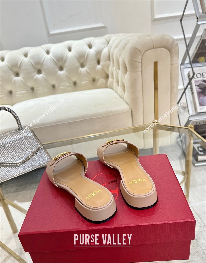 Valentino VLogo Signature Patch Calfskin Heel Slides Sandal 3cm Dusty Pink 2025 (MD-250428030)