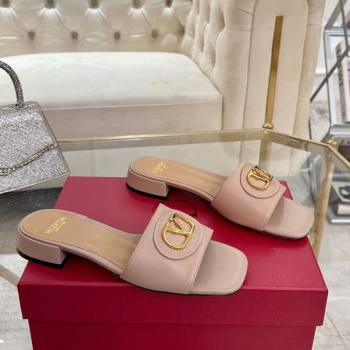 Valentino VLogo Signature Patch Calfskin Heel Slides Sandal 3cm Dusty Pink 2025 (MD-250428030)
