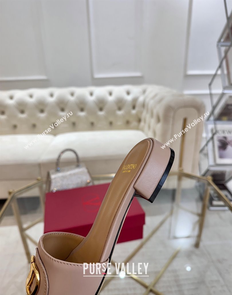 Valentino VLogo Signature Patch Calfskin Heel Slides Sandal 3cm Dusty Pink 2025 (MD-250428030)
