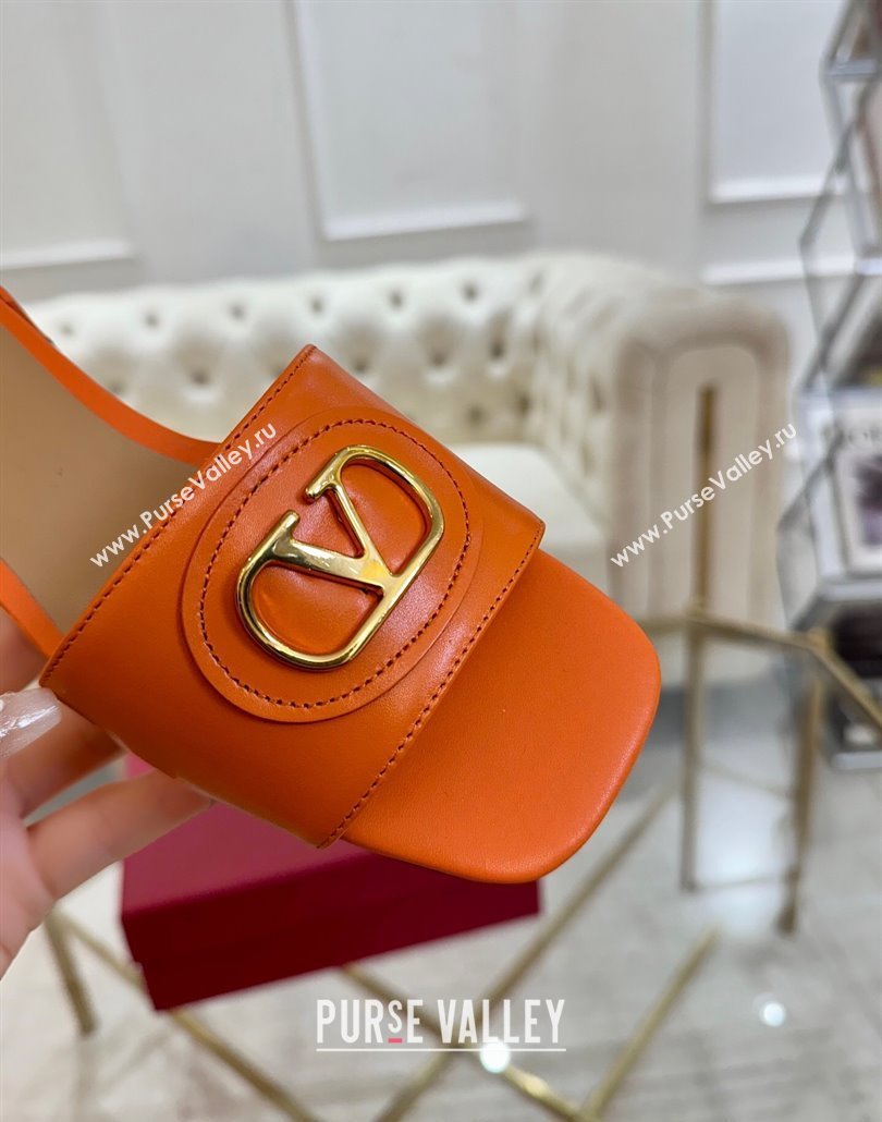Valentino VLogo Signature Patch Calfskin Heel Slides Sandal 3cm Orange 2025 (MD-250428032)