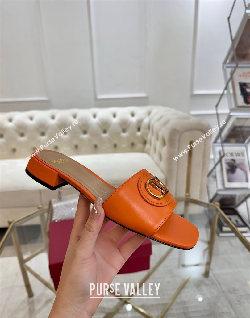 Valentino VLogo Signature Patch Calfskin Heel Slides Sandal 3cm Orange 2025 (MD-250428032)