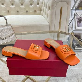 Valentino VLogo Signature Patch Calfskin Heel Slides Sandal 3cm Orange 2025 (MD-250428032)
