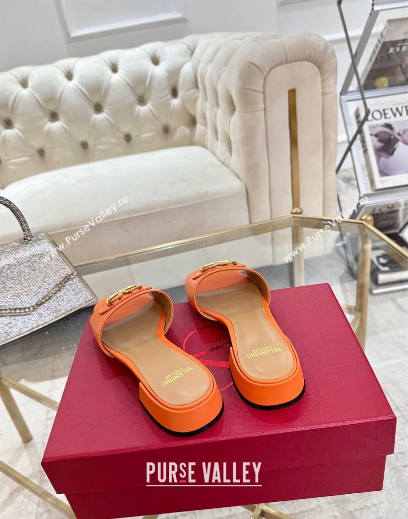 Valentino VLogo Signature Patch Calfskin Heel Slides Sandal 3cm Orange 2025 (MD-250428032)