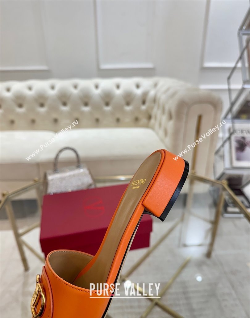 Valentino VLogo Signature Patch Calfskin Heel Slides Sandal 3cm Orange 2025 (MD-250428032)