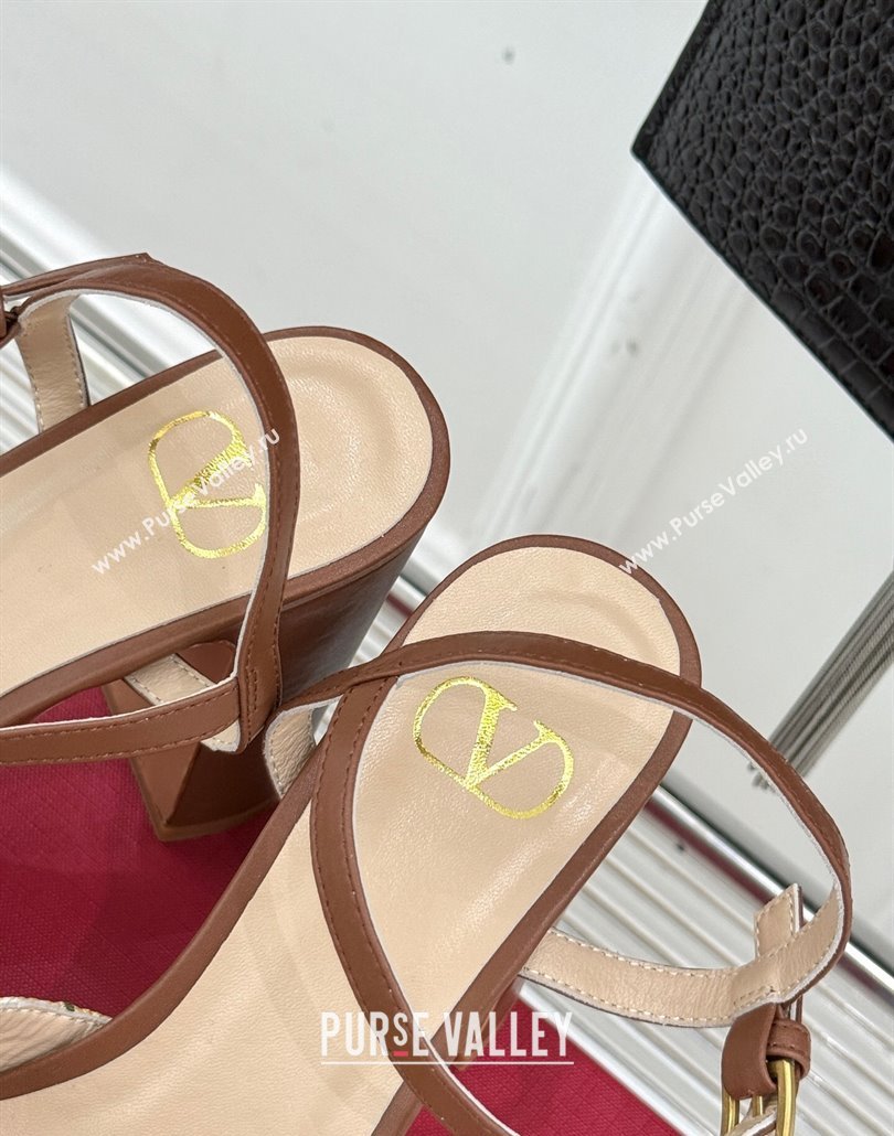 Valentino VLogo Signature Cherryfic Platform Sandals 11cm in Jacquard Synthetic Raffia Brown 2025 (MD-250428046)