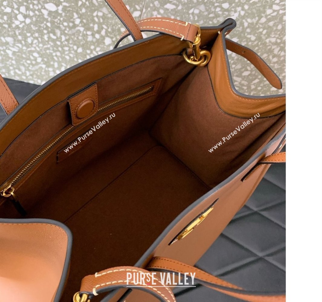 Valentino Antibes Medium Shopping Bag in Calfskin with Slide Buckles Brown 2025 6220L (LKF-250520075)