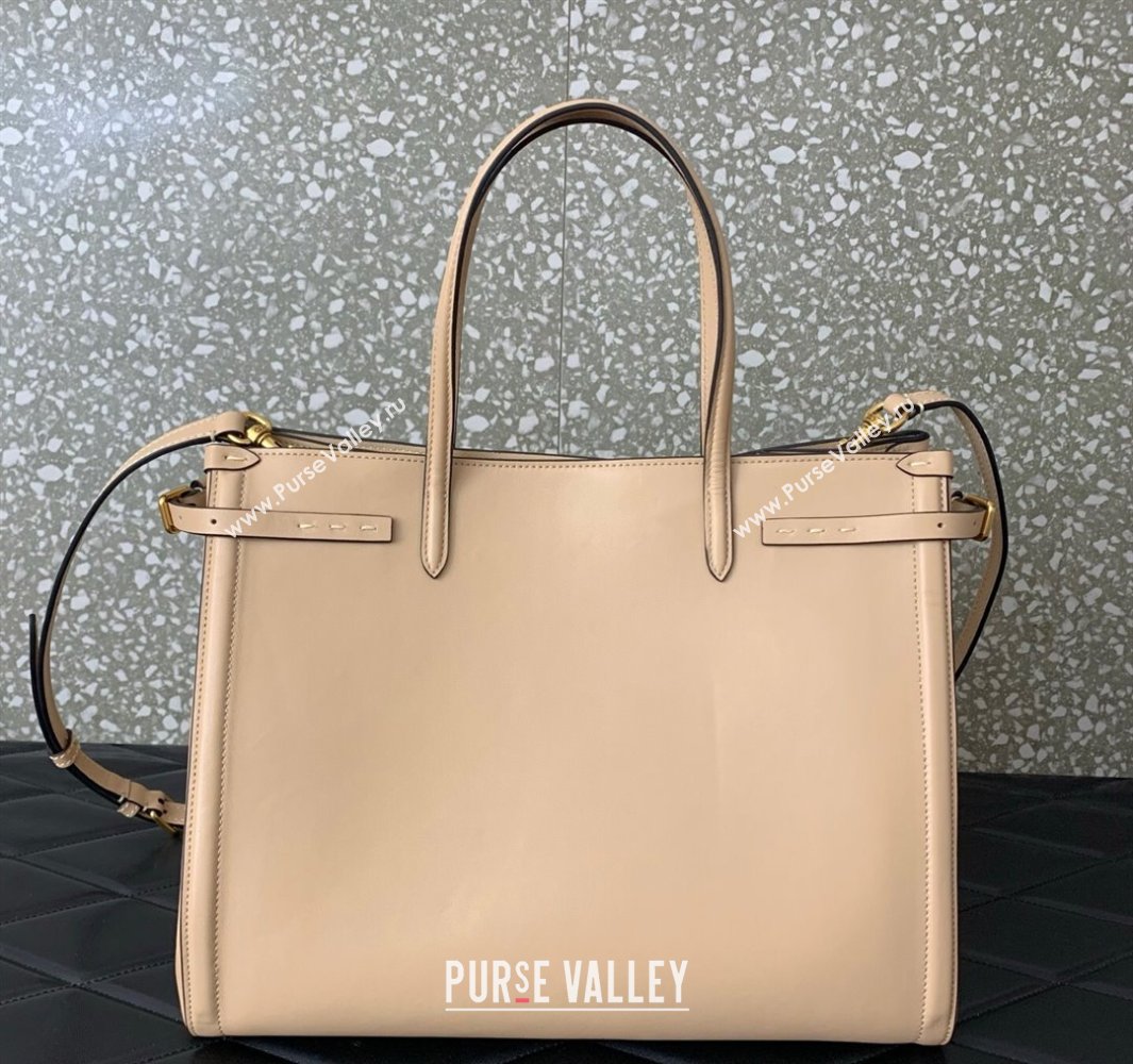 Valentino Antibes Medium Shopping Bag in Calfskin with Slide Buckles Nude 2025 6220L (LKF-250520076)
