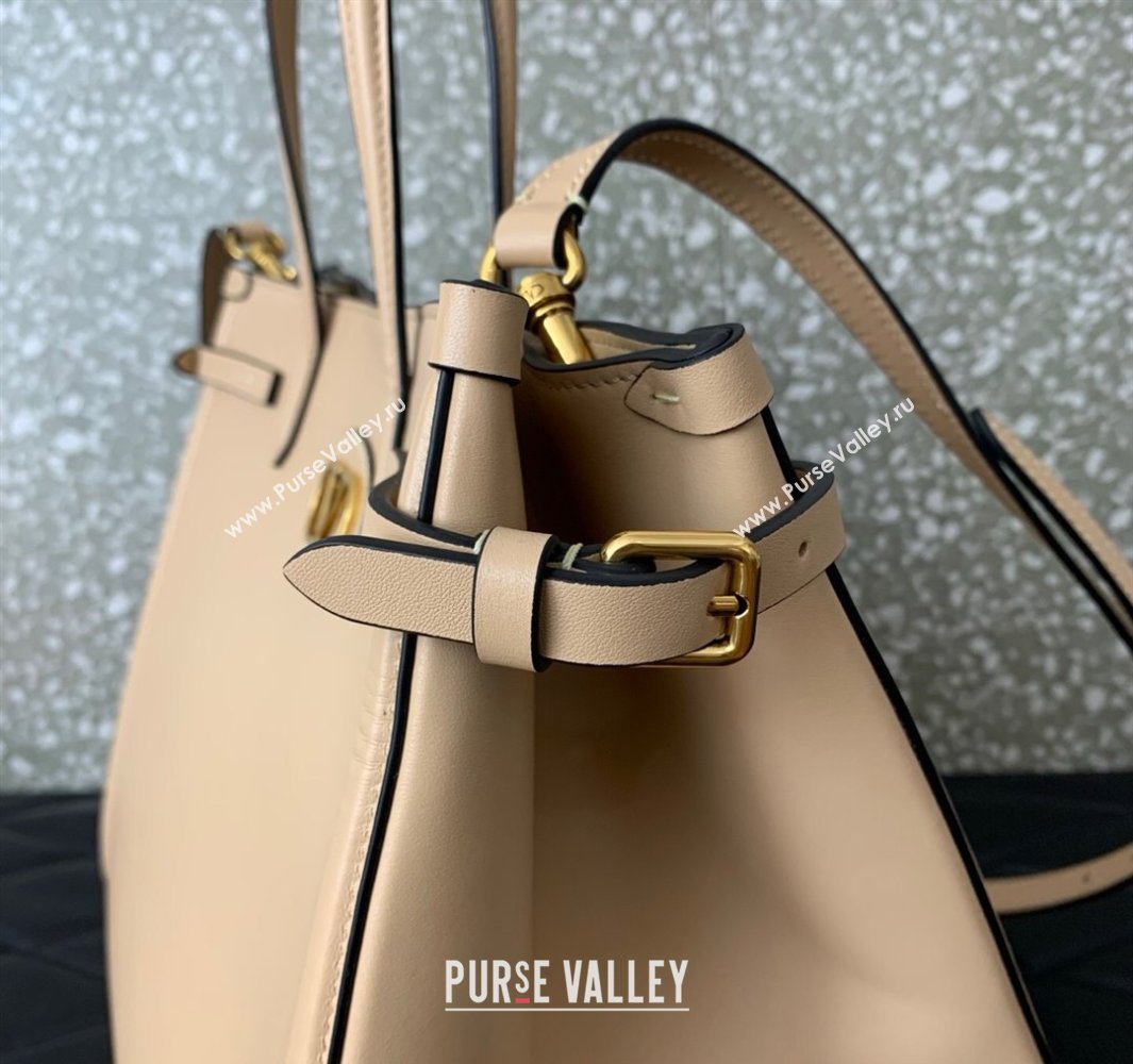 Valentino Antibes Medium Shopping Bag in Calfskin with Slide Buckles Nude 2025 6220L (LKF-250520076)