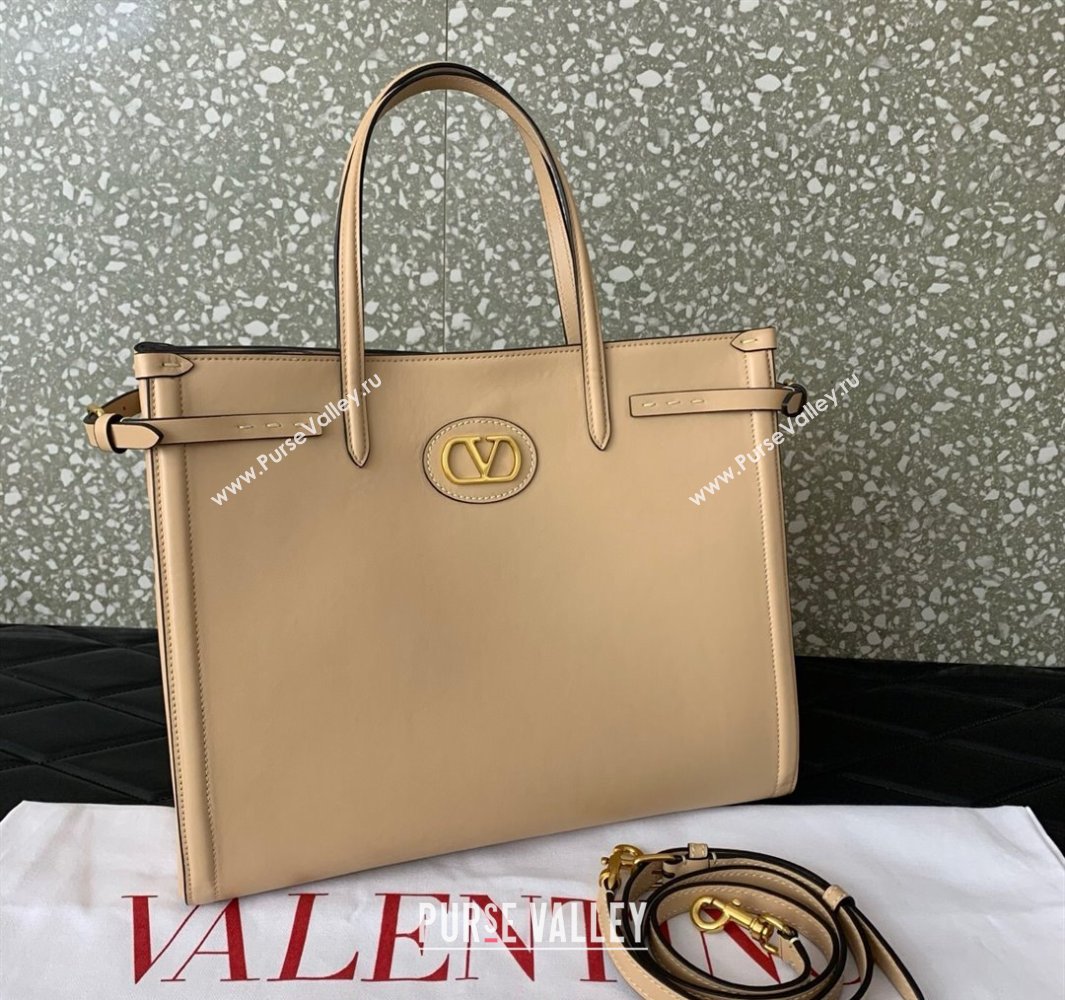 Valentino Antibes Medium Shopping Bag in Calfskin with Slide Buckles Nude 2025 6220L (LKF-250520076)