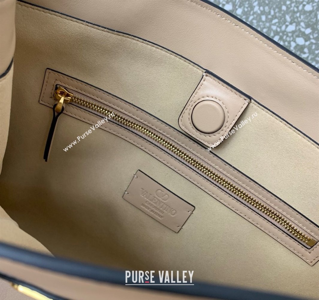 Valentino Antibes Medium Shopping Bag in Calfskin with Slide Buckles Nude 2025 6220L (LKF-250520076)