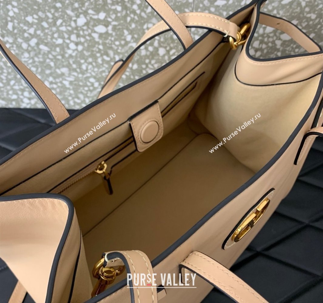 Valentino Antibes Medium Shopping Bag in Calfskin with Slide Buckles Nude 2025 6220L (LKF-250520076)