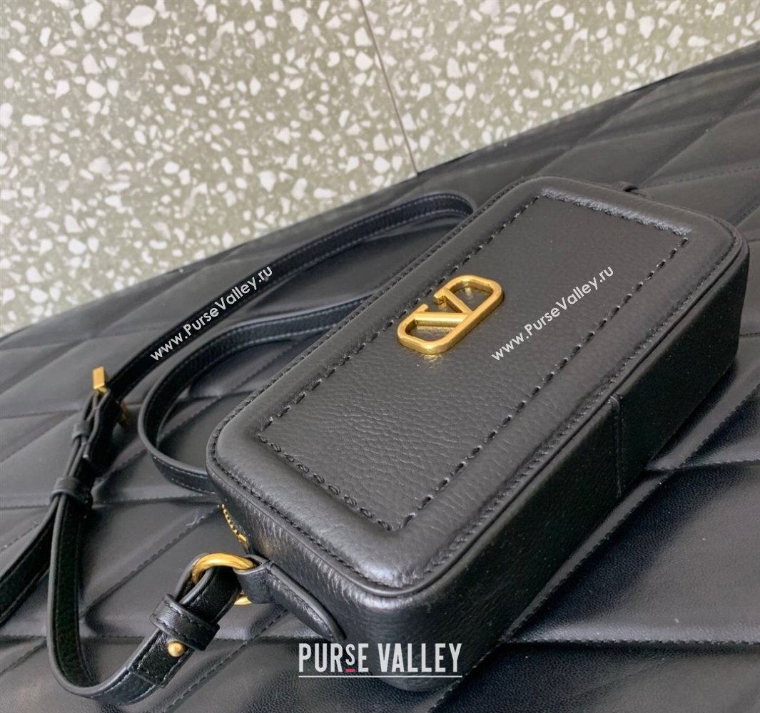 Valentino Alltime Mini Shoulder Bag in Grainy Calfskin Black 2025 6205 (LKF-250520062)