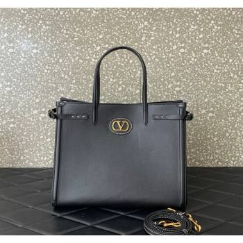 Valentino Antibes Medium Shopping Bag in Calfskin with Slide Buckles Black 2025 6220L (LKF-250520077)