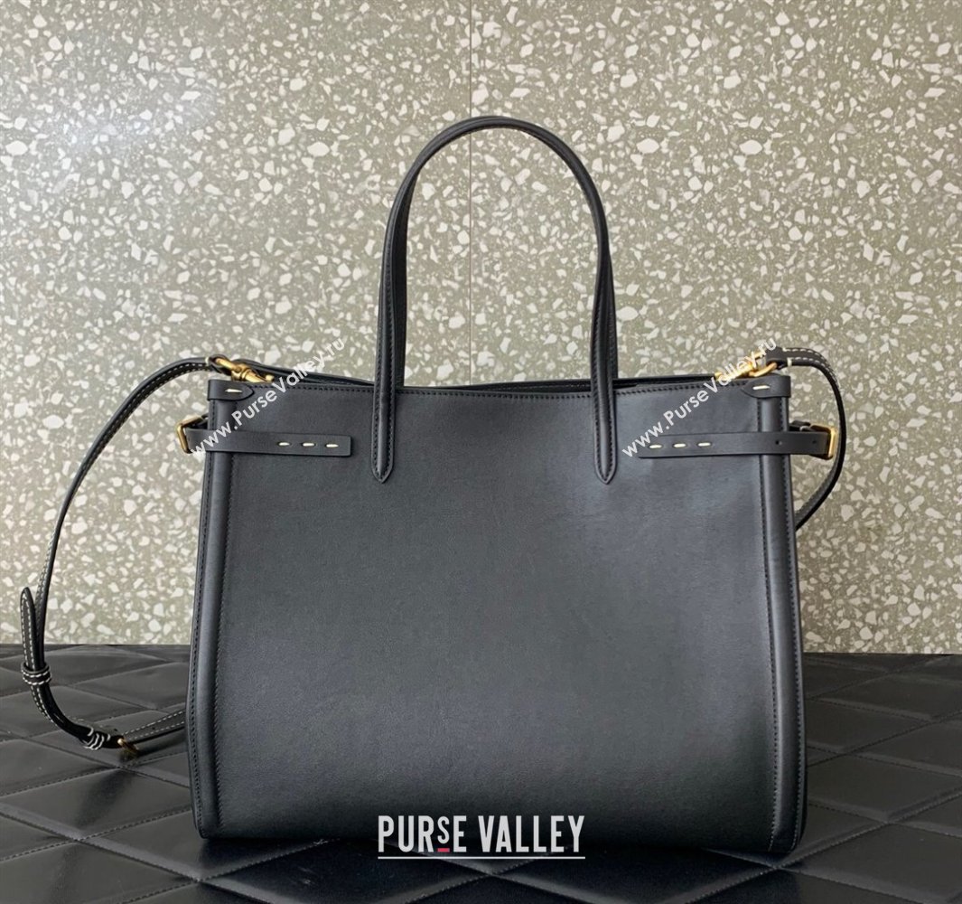 Valentino Antibes Medium Shopping Bag in Calfskin with Slide Buckles Black 2025 6220L (LKF-250520077)