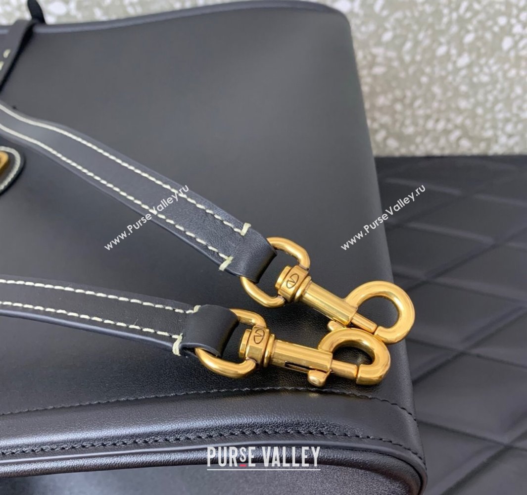 Valentino Antibes Medium Shopping Bag in Calfskin with Slide Buckles Black 2025 6220L (LKF-250520077)