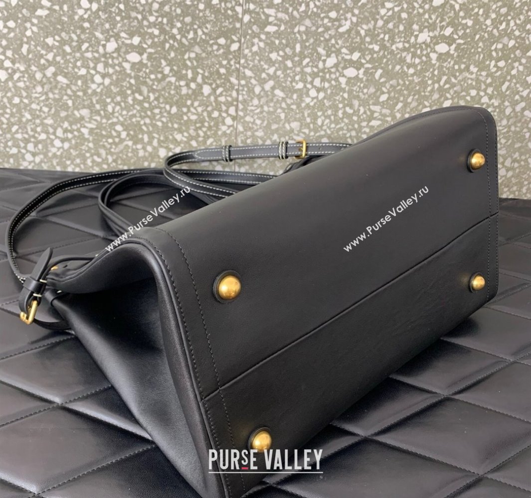 Valentino Antibes Medium Shopping Bag in Calfskin with Slide Buckles Black 2025 6220L (LKF-250520077)