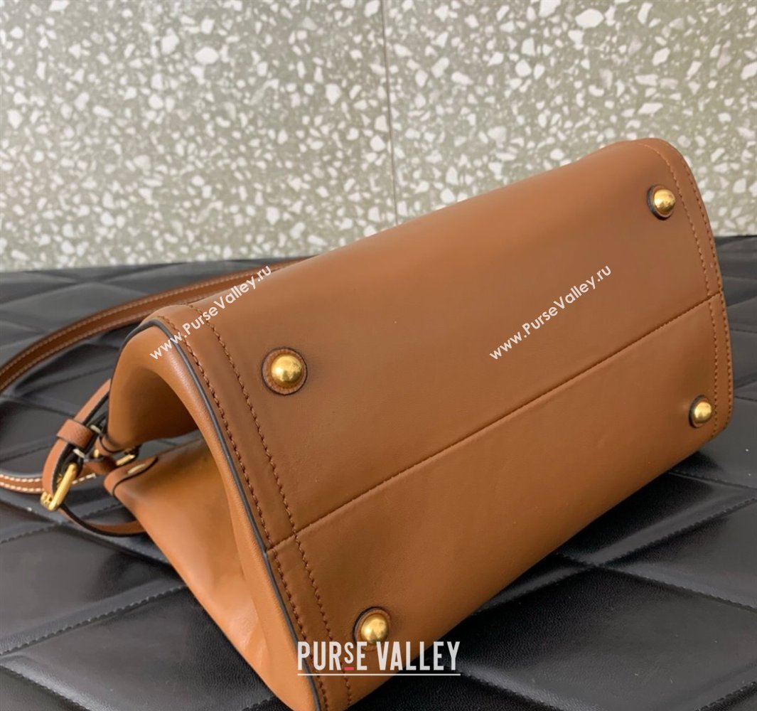 Valentino Antibes Small Shopping Bag in Calfskin with Slide Buckles Brown 2025 6220S (LKF-250520079)