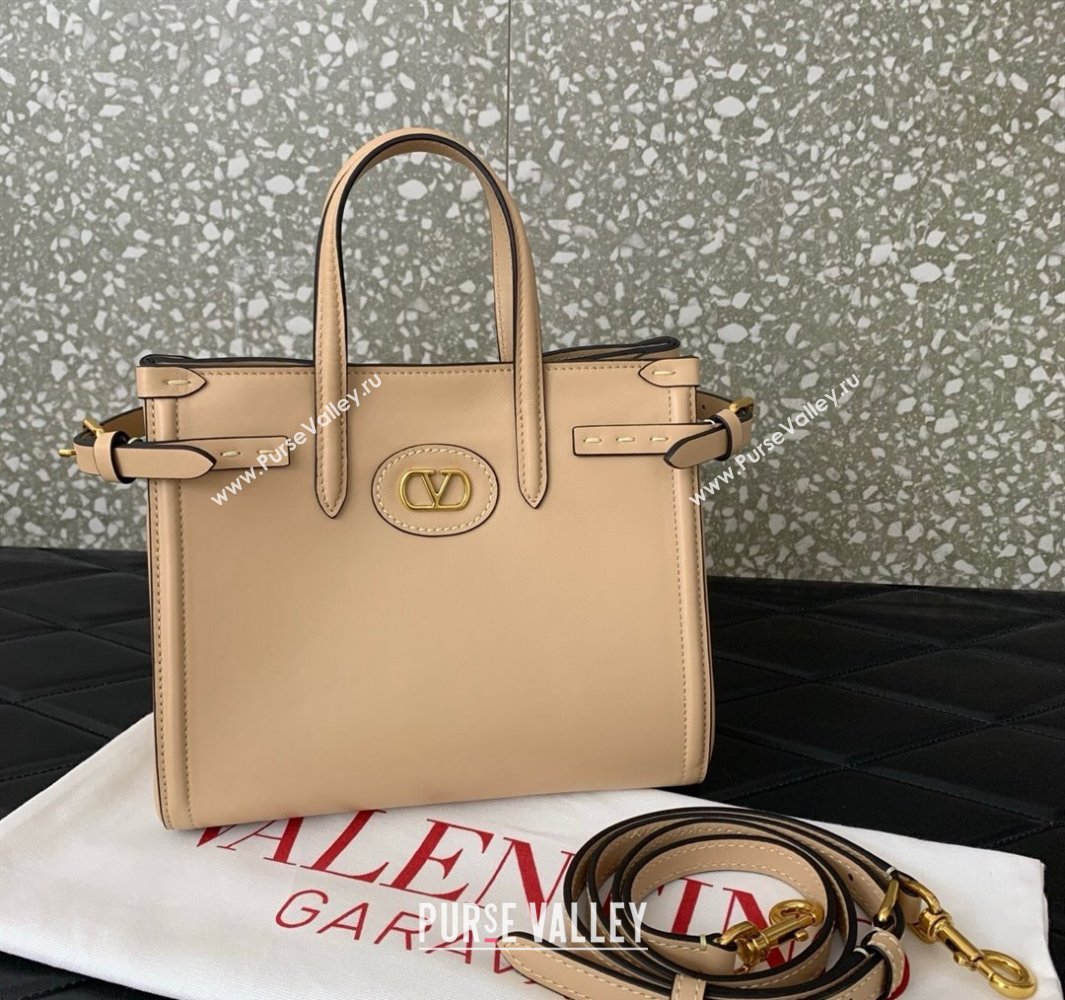 Valentino Antibes Small Shopping Bag in Calfskin with Slide Buckles Nude 2025 6220S (LKF-250520080)