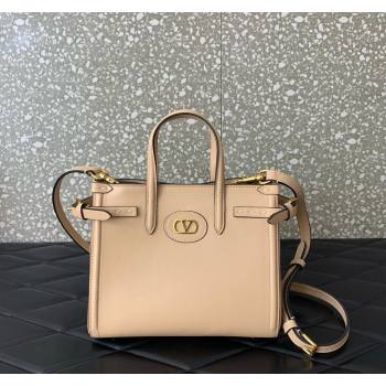 Valentino Antibes Small Shopping Bag in Calfskin with Slide Buckles Nude 2025 6220S (LKF-250520080)