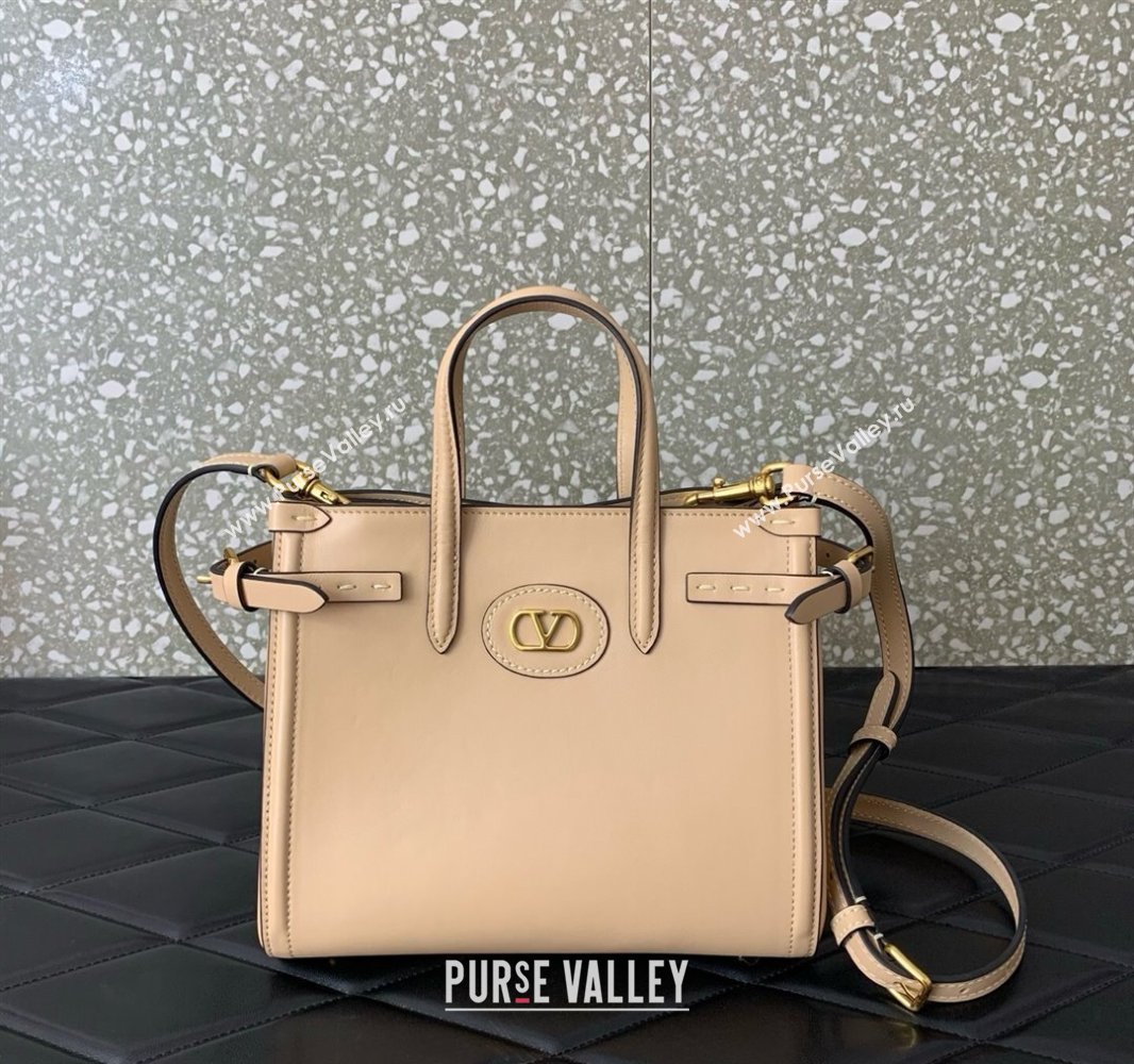 Valentino Antibes Small Shopping Bag in Calfskin with Slide Buckles Nude 2025 6220S (LKF-250520080)