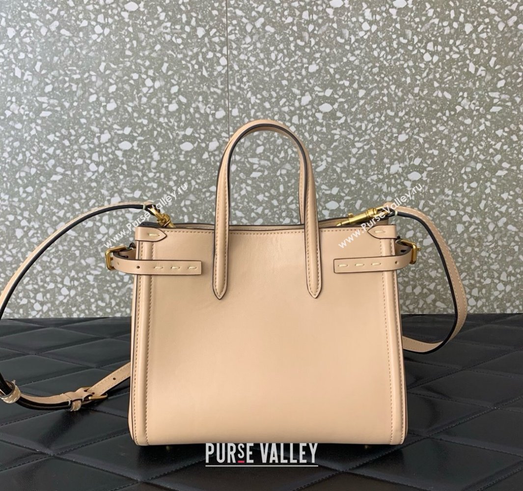 Valentino Antibes Small Shopping Bag in Calfskin with Slide Buckles Nude 2025 6220S (LKF-250520080)