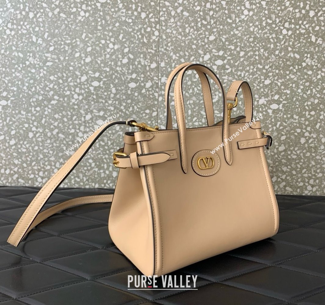 Valentino Antibes Small Shopping Bag in Calfskin with Slide Buckles Nude 2025 6220S (LKF-250520080)