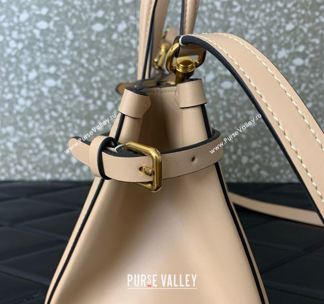 Valentino Antibes Small Shopping Bag in Calfskin with Slide Buckles Nude 2025 6220S (LKF-250520080)