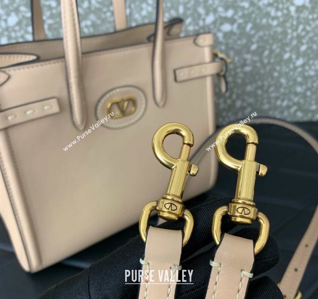 Valentino Antibes Small Shopping Bag in Calfskin with Slide Buckles Nude 2025 6220S (LKF-250520080)