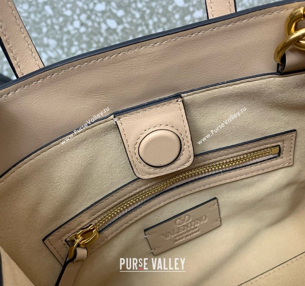 Valentino Antibes Small Shopping Bag in Calfskin with Slide Buckles Nude 2025 6220S (LKF-250520080)