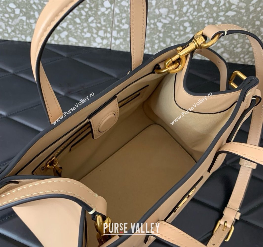 Valentino Antibes Small Shopping Bag in Calfskin with Slide Buckles Nude 2025 6220S (LKF-250520080)