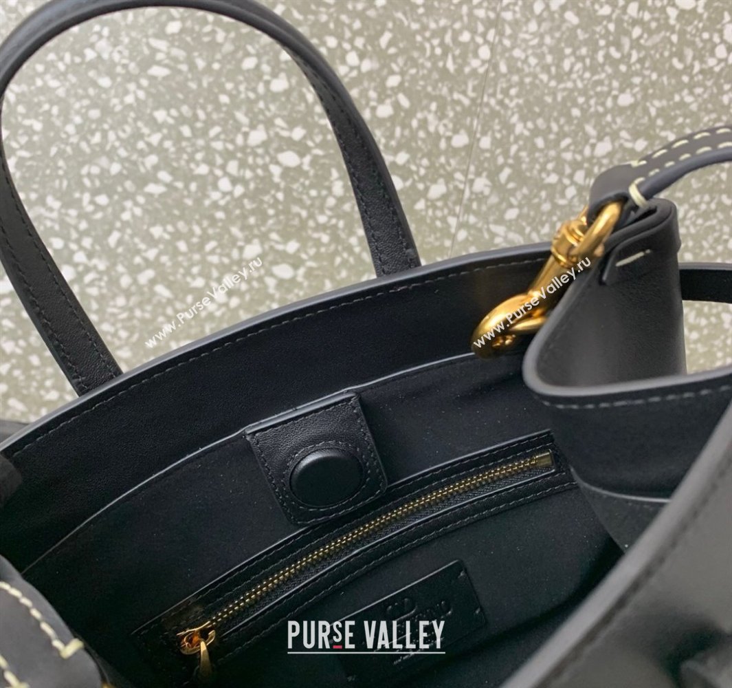 Valentino Antibes Small Shopping Bag in Calfskin with Slide Buckles Black 2025 6220S (LKF-250520081)