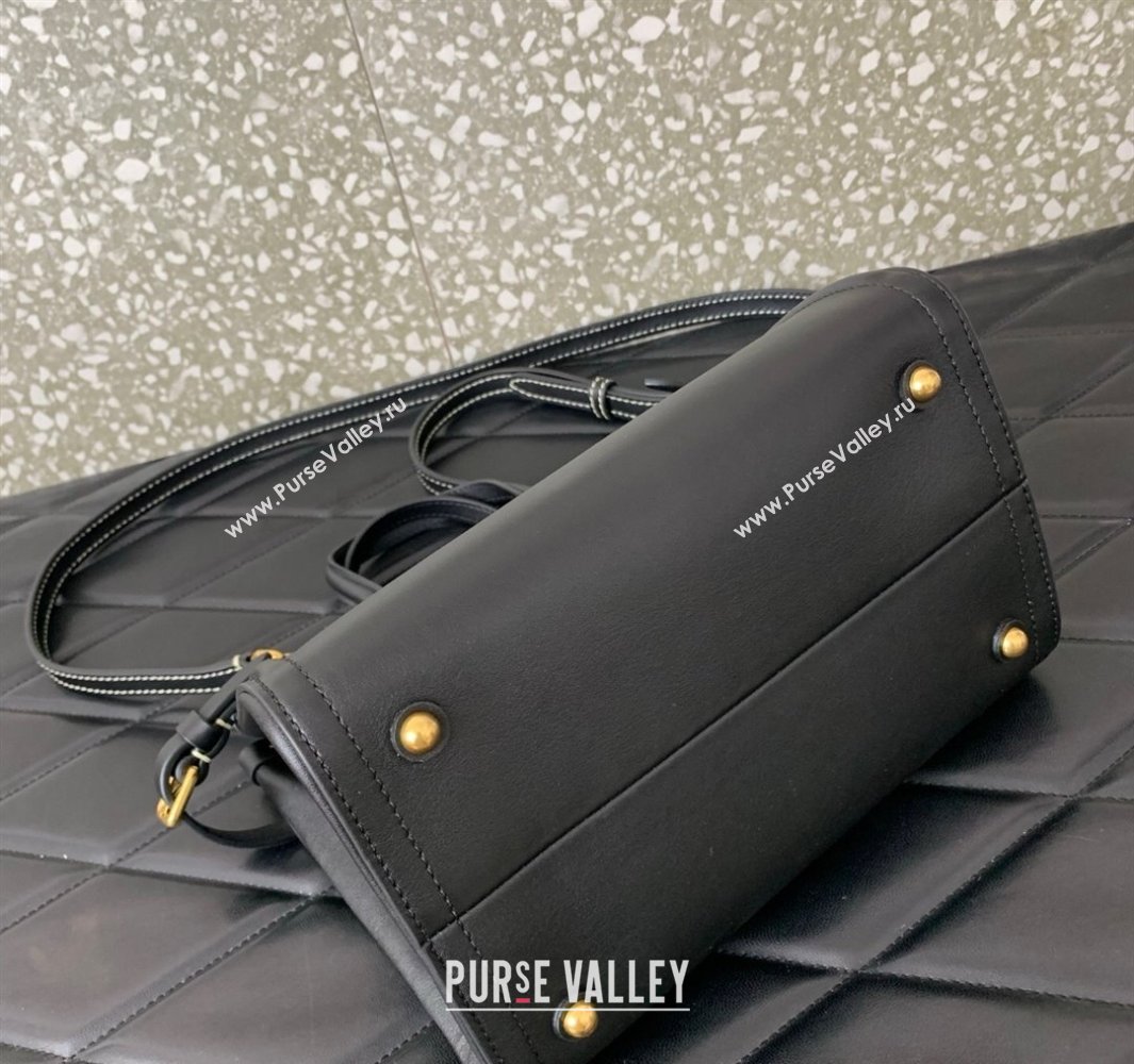 Valentino Antibes Small Shopping Bag in Calfskin with Slide Buckles Black 2025 6220S (LKF-250520081)