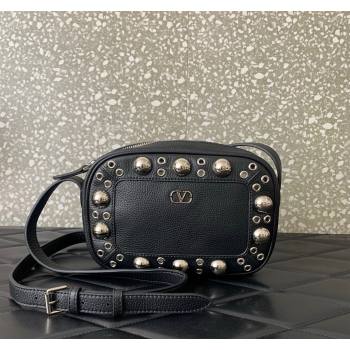 Valentino Nellcôte Crossbody Bag in Grainy Calfskin with Ball Studs Black 2025 6207 (LKF-250520070)