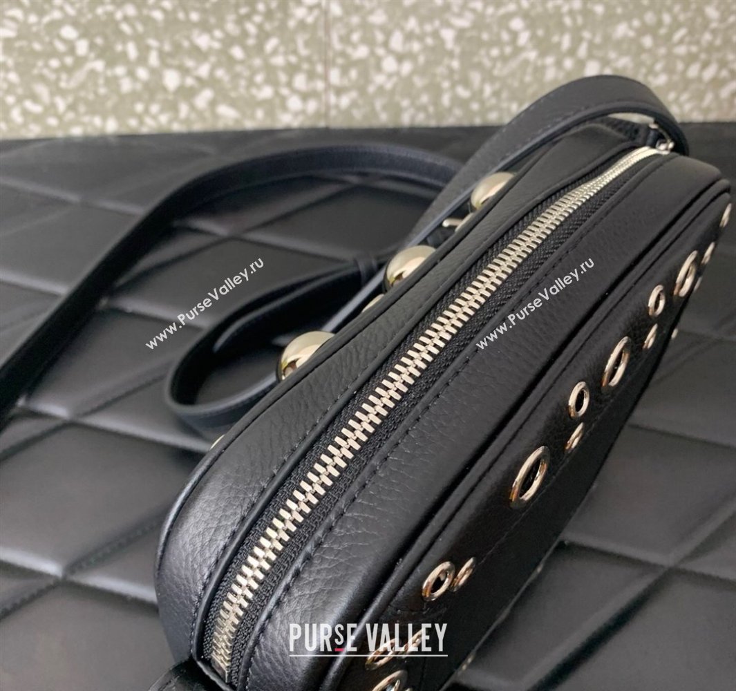 Valentino Nellcôte Crossbody Bag in Grainy Calfskin with Ball Studs Black 2025 6207 (LKF-250520070)