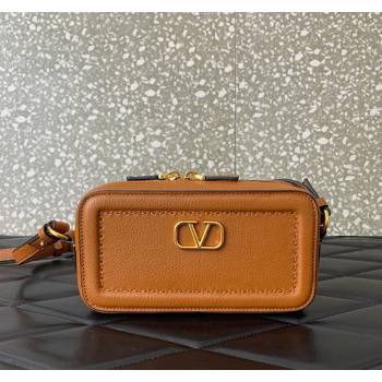 Valentino Alltime Mini Shoulder Bag in Grainy Calfskin Brown 2025 6205 (LKF-250520064)