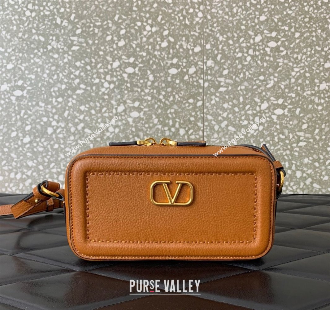 Valentino Alltime Mini Shoulder Bag in Grainy Calfskin Brown 2025 6205 (LKF-250520064)