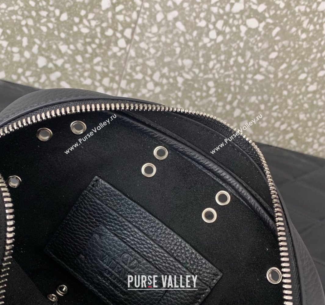 Valentino Nellcôte Crossbody Bag in Grainy Calfskin with Ball Studs Black 2025 6207 (LKF-250520070)