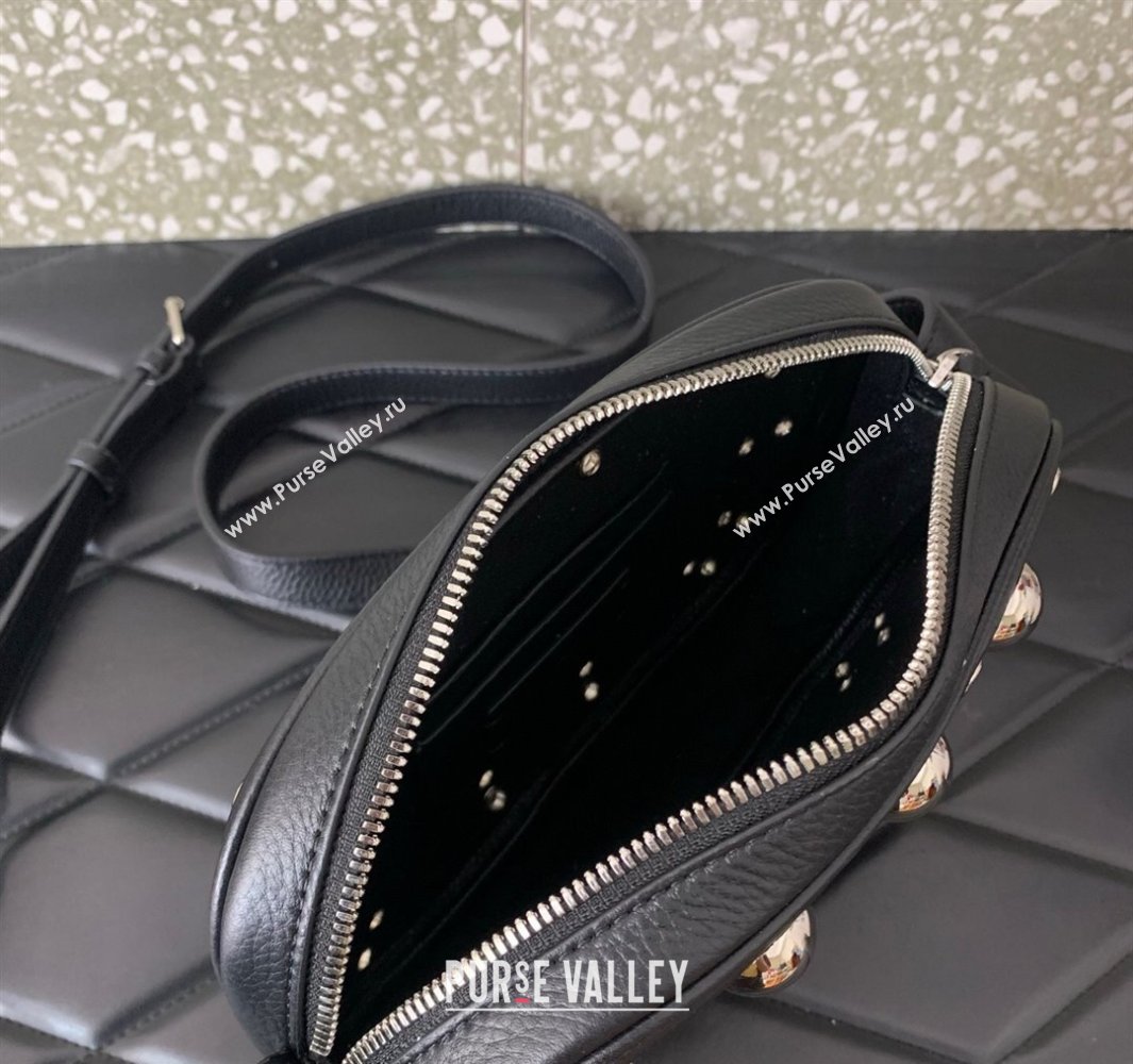 Valentino Nellcôte Crossbody Bag in Grainy Calfskin with Ball Studs Black 2025 6207 (LKF-250520070)