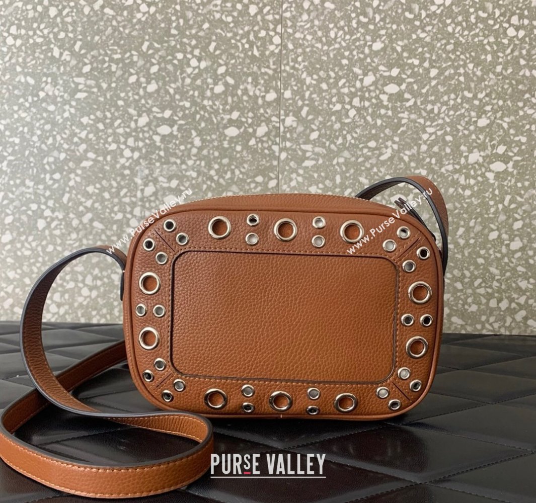 Valentino Nellcôte Crossbody Bag in Grainy Calfskin with Ball Studs Brown 2025 6207 (LKF-250520071)